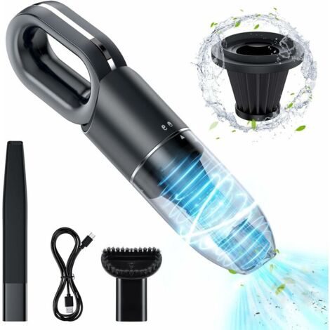 Aspirateur à Main sans Fil Puissant 6500 Pa, Aspirateur de Table Eau Possière Batterie 2000mAh pour Poils de Chien Chat Possière, Mini Aspirateur Portable Anti Possière Voiture Maison Lavable