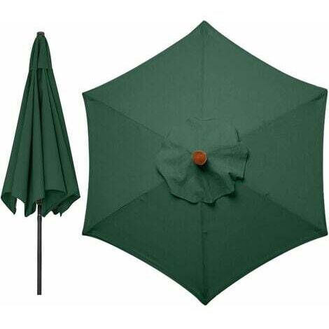 Housse de rechange pour parasol 3 m 8 nervures Parasol de rechange imperméable en polyester résistant aux UV Tissu de remplacement (vert) (1/5)