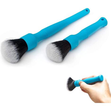 Brosse de détail de voiture Brosses de nettoyage de voiture Brosse de détail de voiture pour moteur Tableau de bord Aérations intérieures 2pcs Bleu (1/5)