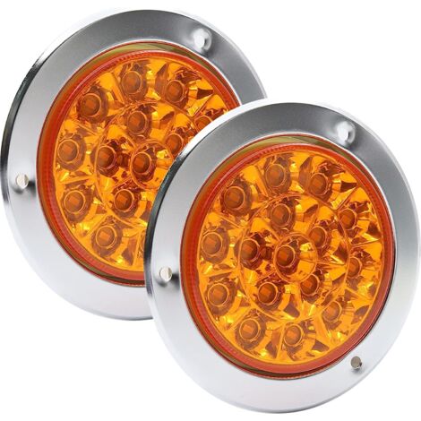 2CPS 4 Inch LED Feu Arrière de Freinage Ambre,16LED Frein Stop Turn Feu Arrière Chrome Anneau étanche IP67 (1/5)
