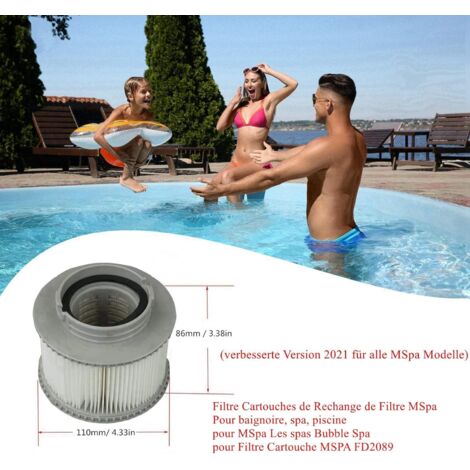 Mscomft MSPA Cartouches de Rechange de Filtre pour Tous Les modèles Spas Swimming Piscine,Cartouches filtrantes avec Filet pour MSpa Les spas Bubble Spa (4 pièces