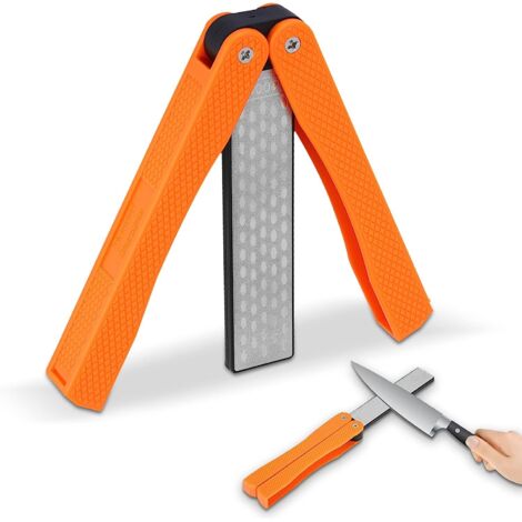 Aiguiseurs de Couteau, 400/600 Grit Pliant Poche Diamant Pierre à Aiguiser Affûteur Diamant Poche à Double Face Pierre à Aiguiser pour L'outil d'affûtage de Cuisine Jardin Camping en Plein Air - Jaune (1/5)