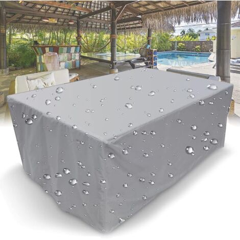 Housse Salon De Jardin, 210D Rectangulaire Housse De Protection Étanche avec Cordon De Serrage pour Meubles De Jardin Patio Table Meubles Couverture Argent,11511570cm (1/5)