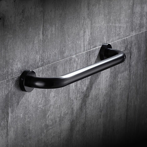 Barre d'appui pour toilettes Barre d'appui pour baignoire en acier inoxydable Porte-serviettes mural Barre d'appui pour baignoire de salle de bain Noir (30 cm) (1/4)