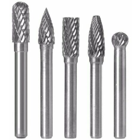 5pcs Fraises en métal Fraises en carbure de tungstène à double coupe Lime rotative à tige de 6 mm x 8 mm pour fraises de perceuse électrique Fraise cylindrique pour la gravure et le polissage (1/5)