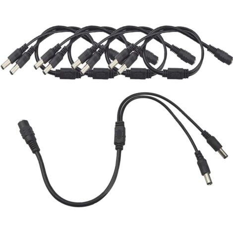 5pc Premium DC Splitter Cable 1 Femelle à 2 Male CCTV Splitter Cable 5.5x2.1mm DC Splitter Cable (1/5)