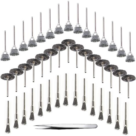 45 Pièces Outil de Perceuse à Bois Brosse Métallique Fil d'Acier Inoxydable Brosse de Perceuse Rotative en Métal, Argent (Acier Inoxydable) (1/5)