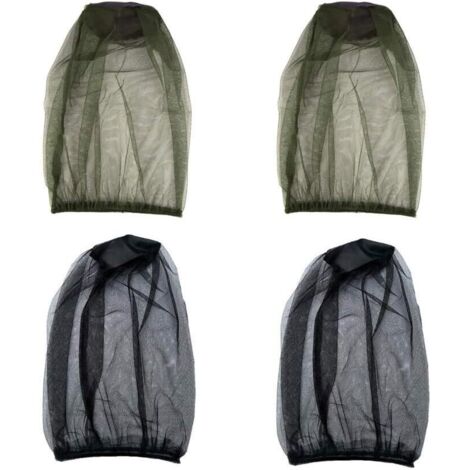 Lot de 4 moustiquaires, protège-cou, filet facial, housse de masque, housse en maille pour insectes et mouches, équipement de pêche en plein air. (1/5)