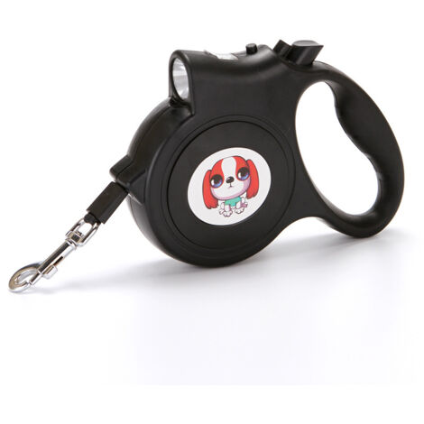 Laisse rétractable Laisse rétractable pour chien Laisse rétractable pour chien avec lumière Laisse rétractable pour chien 5m Noir Taille Fermeture à un bouton Laisse rétractable pour chat (1/5)