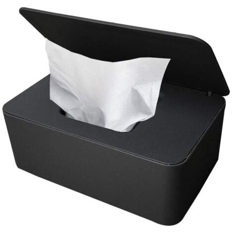 Boîte de rangement, boîte à lingettes humides, boîte à lingettes humides, boîte à mouchoirs en plastique, lingettes pour bébé, boîte à serviettes pour bébé (noir) (1/5)