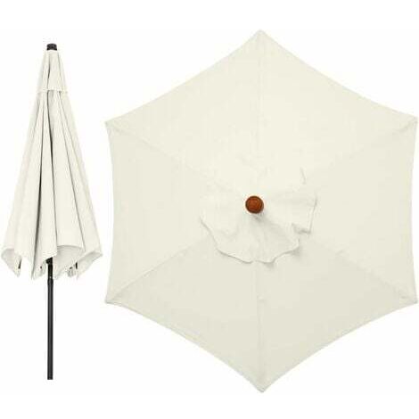 Housse de rechange pour parasol à 8 nervures Auvent de rechange pour parasol 3 m/rond de rechange pour parasol droit ou en porte-à-faux (1/5)