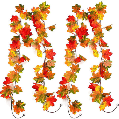 1.75m Décoratif Feuille D'érable Artificielle Guirlande Faux Feuillage Guirlande Décoration De Jardin 2pcs (1/5)