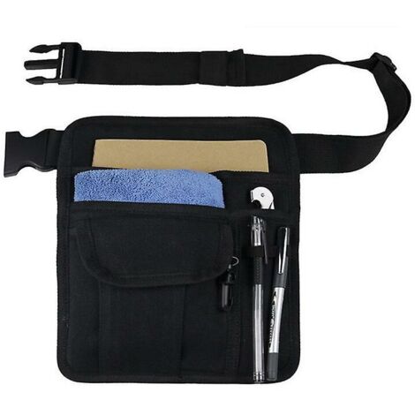 Tablier de serveur de restaurant pour serveuse de serveur - Ceinture utilitaire Organisateur de sac banane pour livre d'or, tablette, argent, stylos et monnaie en vrac avec Coi NOIR 8 "x 10". (1/5)