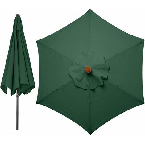 Housse de rechange pour parasol - 8 baleines - 3 m - Imperméable - Résistant aux UV - Tissu de rechange (Vert) (1/5)