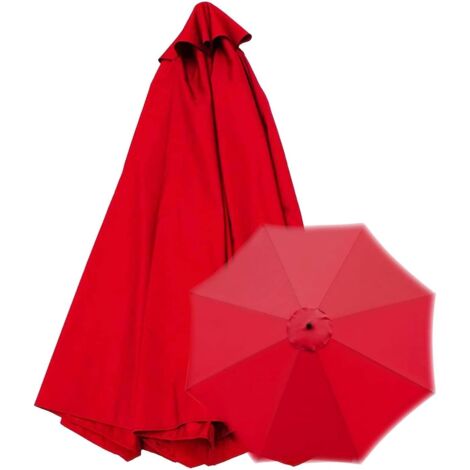 Housse de parapluie en polyester Protection UV 3 mètres 8 nervures Housse de parapluie d'extérieur rouge (1/5)