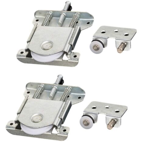 Lot de 2 pièces coulissantes pour porte de garde-robe, roues, roues, roues, rouleaux, guides avec tampon amortisseur, capacité de charge 20 kg (1/5)