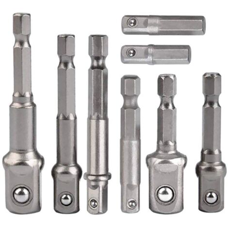 Lot de 8 adaptateurs hexagonaux 1/4" vers 1/4" 3/8" 1/2" pour perceuse et visseuse sans fil,Lonvrèe (1/5)