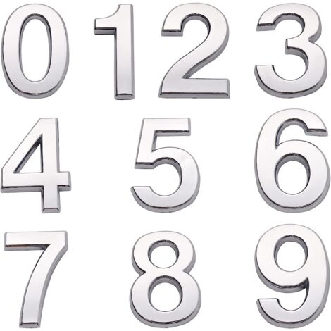 Numéros de maison adhésifs pour boîte aux lettres numéro de porte 0-9 pour appartement chambre bureau (4,3 cm)