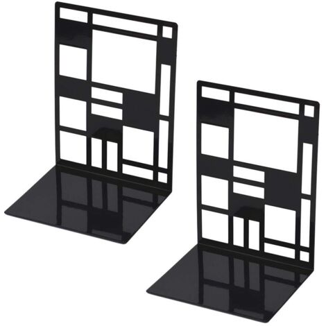Ensemble de serre-livres, serre-livres en métal, serre-livres noirs, serre-livres design, étagère de sol antidérapante pour bureau, école, salon, librairie et bibliothèque pour enfants (1/5)