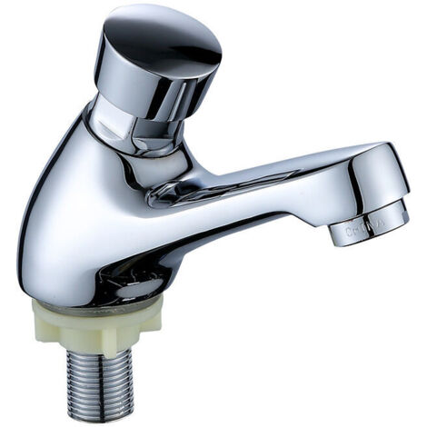 Robinet à fermeture automatique Lavabo de salle de bain Robinet chromé Fermeture automatique Économie d'eau (1 pièce) (1/5)