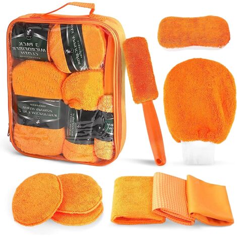 Kit Nettoyage Voiture, 9PCS Kits de Nettoyage des Vitres pour Auto et Moto, Nettoyage Voiture Interieur, Éponges, Chiffons, Gant Lavage Voiture, Brosse à Pneus Auto et Moto pour Entretien Voiture (1/5)