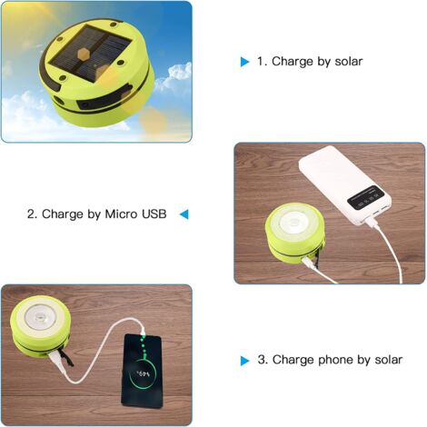 Lampe Solaire Camping Rechargeable Interieur Et Exterieur, LED Lanterne Camping Puissante 5000mah Batterie Externe Solaire 98998262