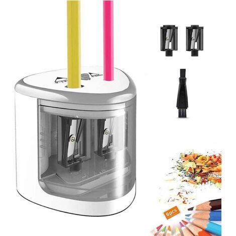 Carehabi Taille-Crayon Électrique USB Professionnel – 2 Trous 6-12 Mm, 4 Lames, Gros Diamètre, Pour Papier Et Crayon