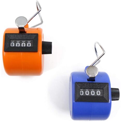 Compteur Manuel 4 Chiffres Lot de 2 Compteur Mécanique Sans Batterie Orange et Bleu, 4,3 cm x 4,3 cm x 5,2 cm, 29g,Tours/Sport/Entraîneur/école/événement,Petit et Facile à Transporter.