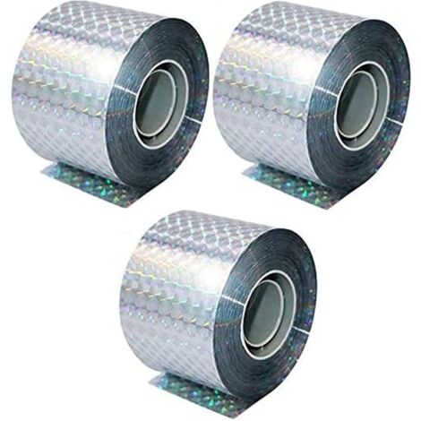 Lot de 3 rubans répulsifs pour oiseaux x 50 m x 4,8 cm - Répulsif pour oiseaux épouvantail - Utilisé pour repousser les corbeaux, les pigeons et plus encore 150 m