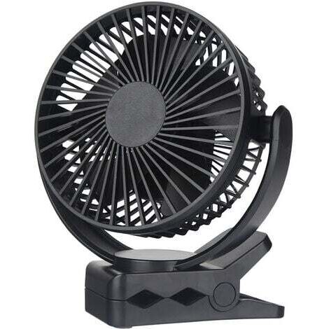 Mini ventilateur à pince USB de 5 pouces avec batterie 5000mAh Petit ventilateur de bureau portable Rotation double à 360 ° à 3 vitesses avec câble USB Convient au bureau familial (1/5)