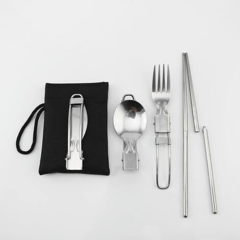 Bestargot Couverts Voyage Titane Cuillère Fourchette Extra Long - Ultra Légers Avec Sac - Camping Randonnée Pique-Nique