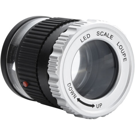 Loupe 40X LED Loupe éclairée Loupe éclairée UV Distance de mise au point réglable Loupe de bijoux pliable pour pièces textiles Timbres Gemmes (Noir)
