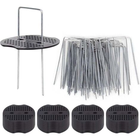 50 Piquets De Jardin Ave Rondelles, Piquets De Fixation en Acier Galvanisé pour Baches Agraphes De Fixation De Toile De Paillage Piquets Galvanisé (1/4)