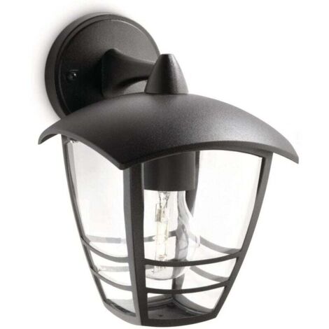 Philips CREEK Applique murale descendante extérieure max.1x60W E27 - 26x18x21 cm - IP44 - Noire (1/2)