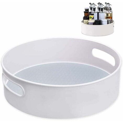 Plateau Tournant, Rangement épices ournant en Plastique pour épices Condiments Rangement de Cuisine, blanc (30 x 10 cm) (1/4)