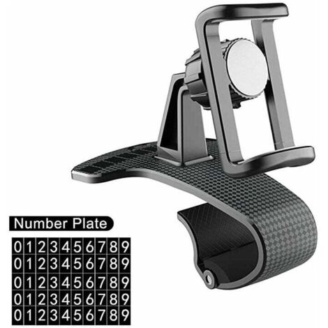 Porte Telephone Voiture avec plaque d'immatriculation d'appel de stationnement portable antidérapant téléphone intelligent 3,5 à 6,8 pouces (noir)- (1/4)