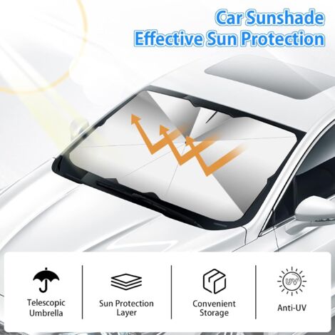 Pare-Soleil Voiture LEIVESTE Pliable - Protection Pare-Brise UV Avec Ventouses Et Élastiques, Housses Soleil Intérieur Auto
