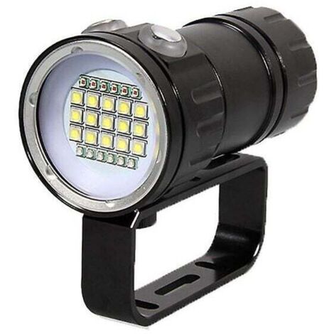 Lampe torche - Lampe de plongée, 180W 18000 Lumen Underwater 80M Lights Lampe torche de plongée étanche pour les activités de plongée pour le camp en plein air,(noir)- (1/4)