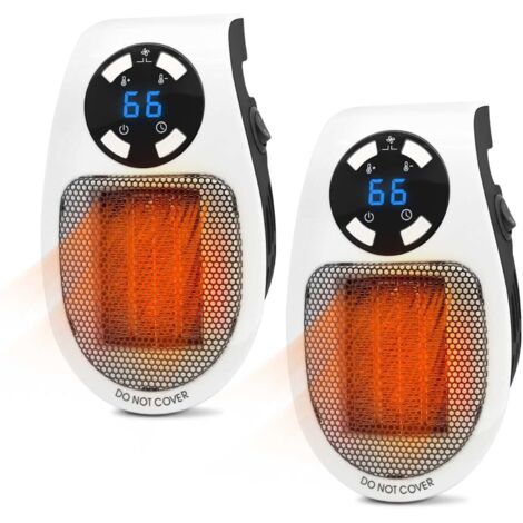 Chauffage Soufflant 2 Pièces,Radiateur Soufflant Salle de Bain,Mini Chauffage pour la maison et les déplacements, Radiateur Soufflant avec thermostat, Minuterie, Affichage, 500 watts, 50Hz/60Hz (1/5)