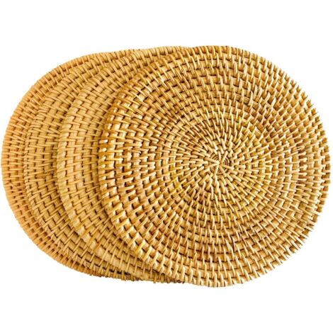 Fait à la main en rotin support de pot, antidérapant, durable, résistant à la chaleur Hot Pads Idéal moderne Home Decor Dessous-de-verre résistant à la chaleur Isolation Tasse Tapis - 20 cm (4pcs) (1/5)