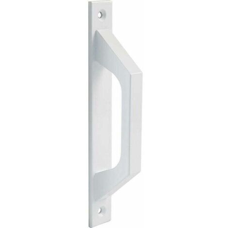 Poignée droite en aluminium blanc pour portes coulissantes ou pliantes - 198 x 25 x 40 mm. Une poignée entièrement fonctionnelle et confortable. (1/4)