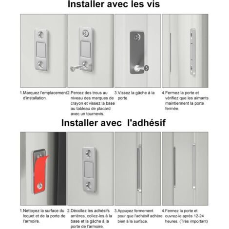 Aimants De Porte Pour Placard - Lot De 2 Pièces Ultra Minces - Puissants Et Faciles à Installer