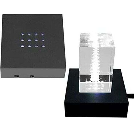 Base de support de lumière LED blanche, 12 LED rectangulaires en cristal pour cristaux, art du verre, présentoir de couleur pour récompenses en cristal, trophées, statues, figurines (1/4)