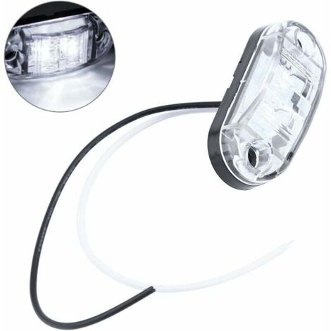 Rubberskin Side Marker Light 4X 2 LED Remorque Caravan Side Marker Light Lampe de dégagement étanche 12V 24V pour voiture Auto Truck (Blanc)lampe de gabarit remorque lider lampe de gabarit remorque li (1/4)