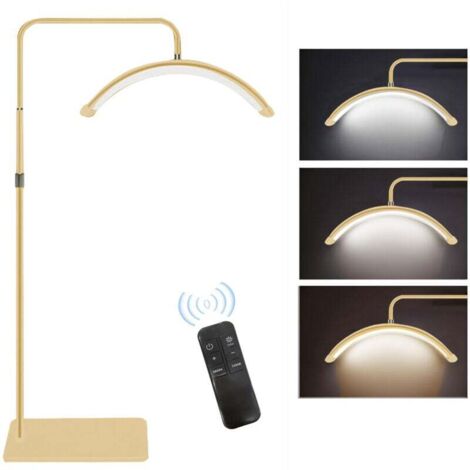 Lampadaire à Cils Demi-lune avec Support Téléphone, Pliable et Rétractable Lampe pour Extension de Cils, Anneau Lumineux LED à Intensité Variable pour Technique de Cils/Soins de Peau/Tatouages Or