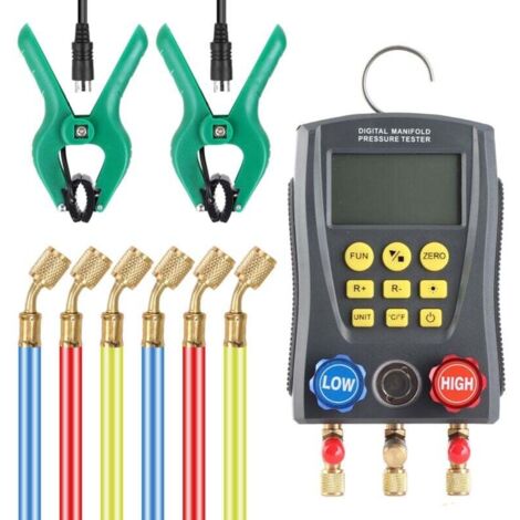 Manomètre numérique de réfrigération, 600 à 3000 tubes, pression, vide, pression, température, kit de testeur pour compteur, chauffage, ventilation, climatiseur (1/4)