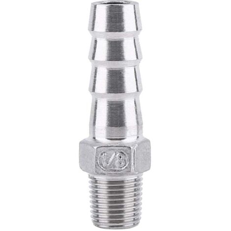 Raccord de tuyau cannelé en acier inoxydable à filetage mâle (1/8" x 10 mm)