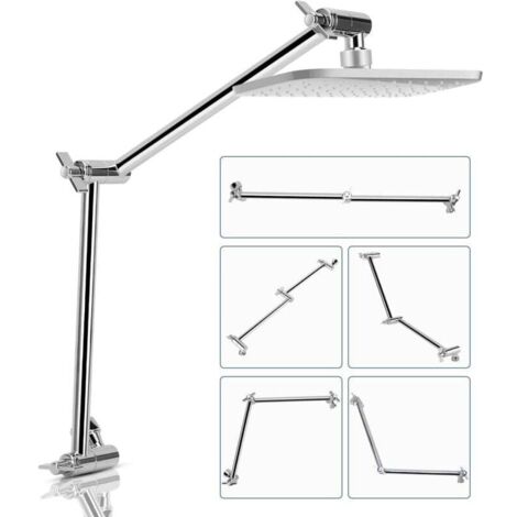 Bras Douche, Acier Inoxydable D'extension de Douche Accessoires pour Bras de Douche Tube D'extension Bras de Tête de Douche Support (Argenté)