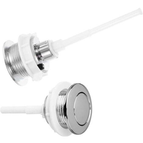 Confezione da 2 pulsanti per scarico WC, pulsante singolo da 38 mm, kit di ricambio cromato, ABS resistente, facile installazione, montaggio universale (1/4)