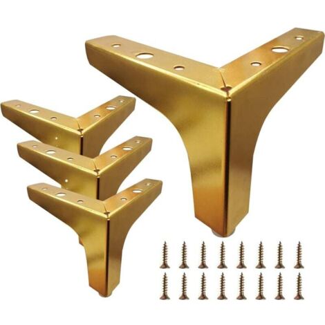 Gambe per mobili da 4 pollici, set di 4 gambe per mobili in metallo, gambe triangolari moderne, oro di lusso per divano, mobiletto, poltrona, pouf (1/4)